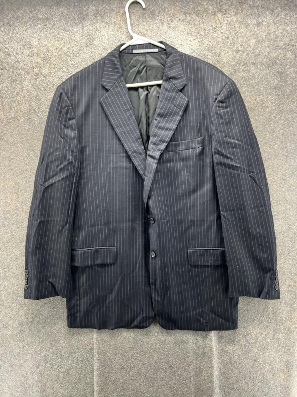 Hickey Freeman Suit Jacket Mens 42 Blue Wool Pinstripe Notch Lapel Business